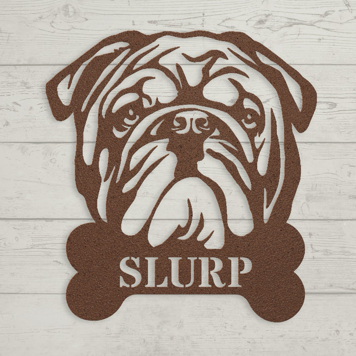 English Bulldog Bistro - Water Bowl Sign - BullyBellyMetal Sign