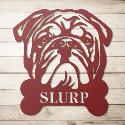 English Bulldog Bistro - Water Bowl Sign - BullyBellyMetal Sign