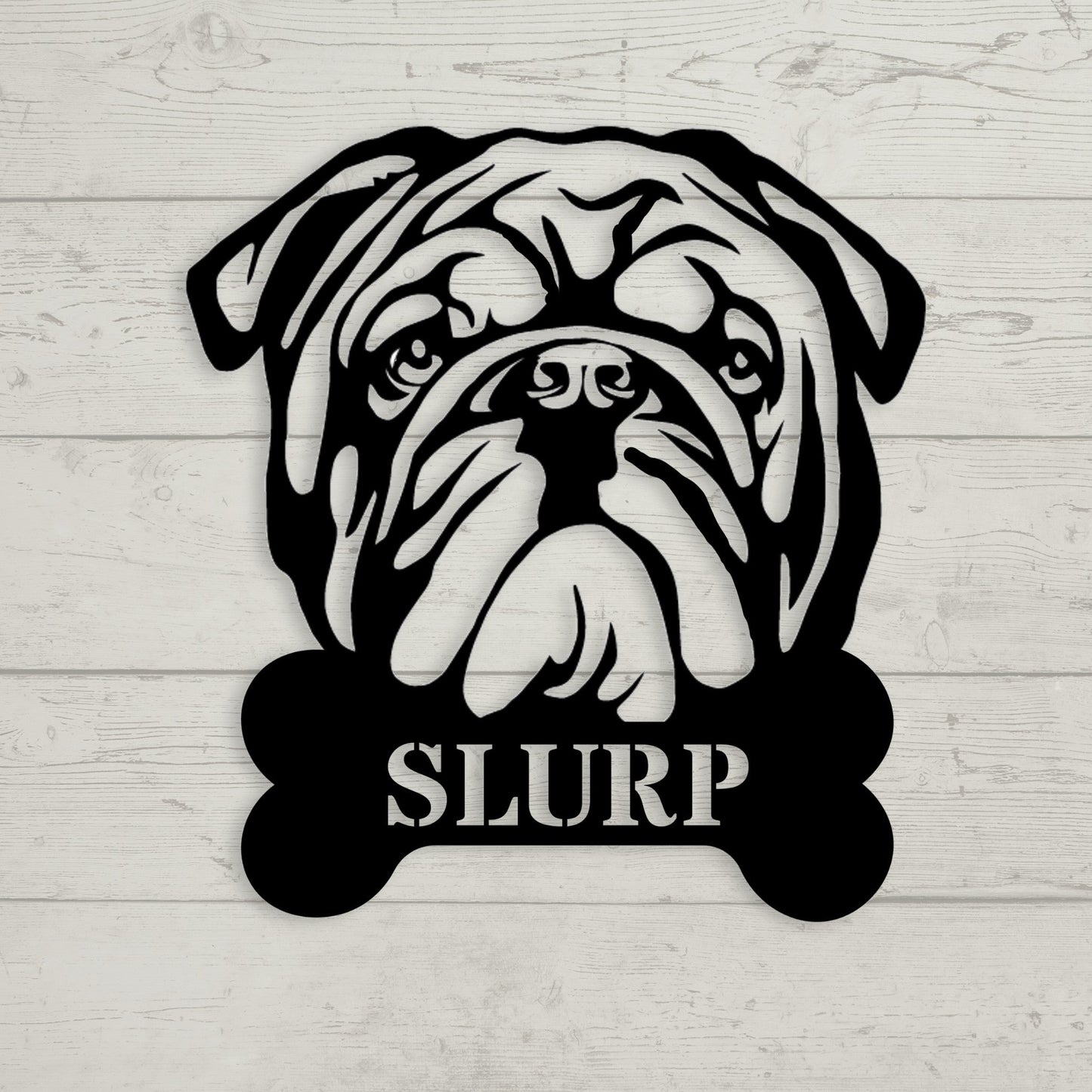 English Bulldog Bistro - Water Bowl Sign - BullyBellyMetal Sign