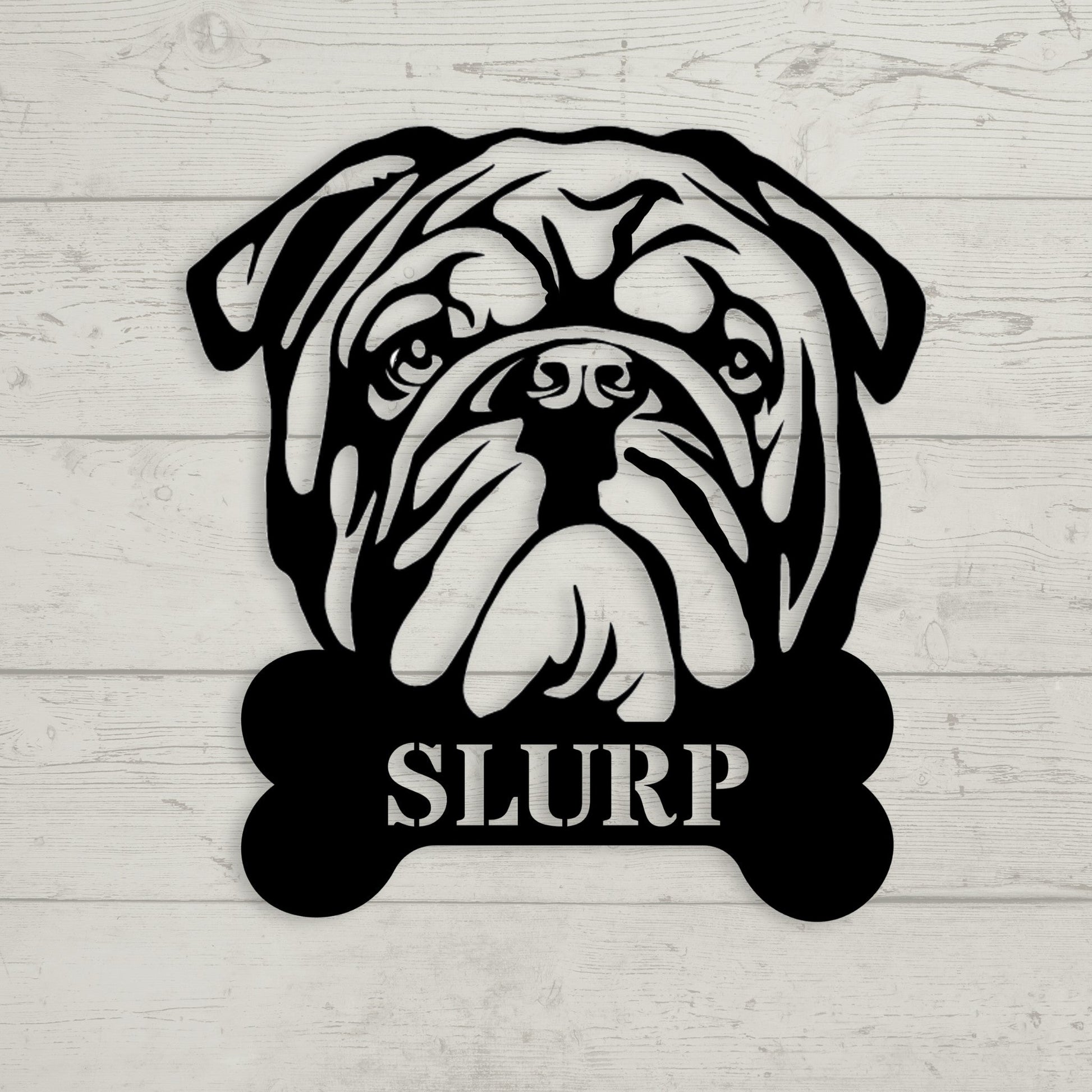 English Bulldog Bistro - Water Bowl Sign - BullyBellyMetal Sign