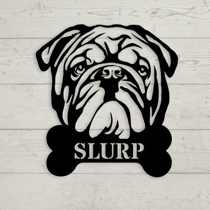 English Bulldog Bistro - Water Bowl Sign - BullyBellyMetal Sign