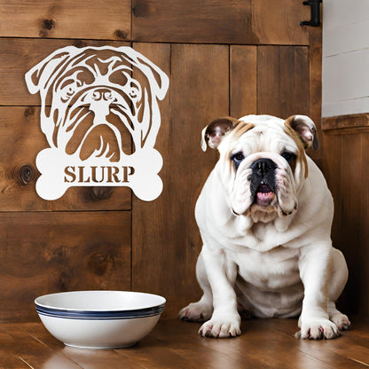 English Bulldog Bistro - Water Bowl Sign - BullyBellyMetal Sign