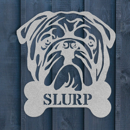 English Bulldog Bistro - Water Bowl Sign - BullyBellyMetal Sign