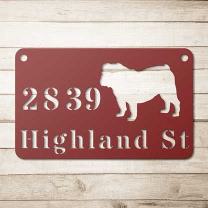 English Bulldog Boulevard Porch Sign - BullyBellyMetal Sign