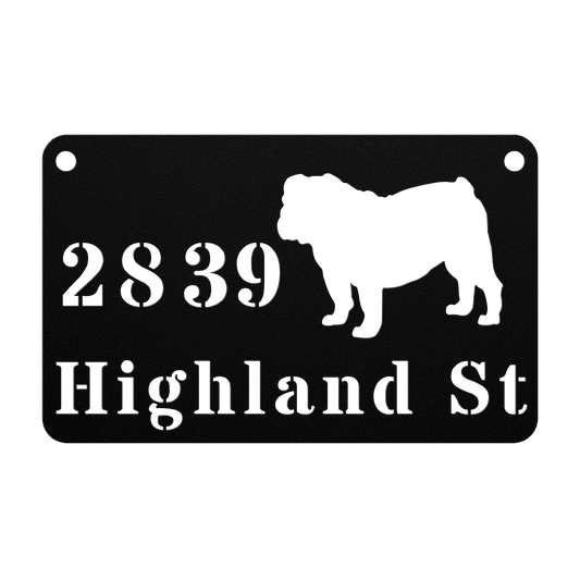 English Bulldog Boulevard Porch Sign - BullyBellyMetal Sign