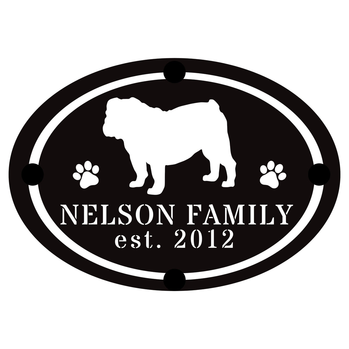 English Bulldog Family Established Metal Sign - BullyBellyEnglish Bulldog Family Name