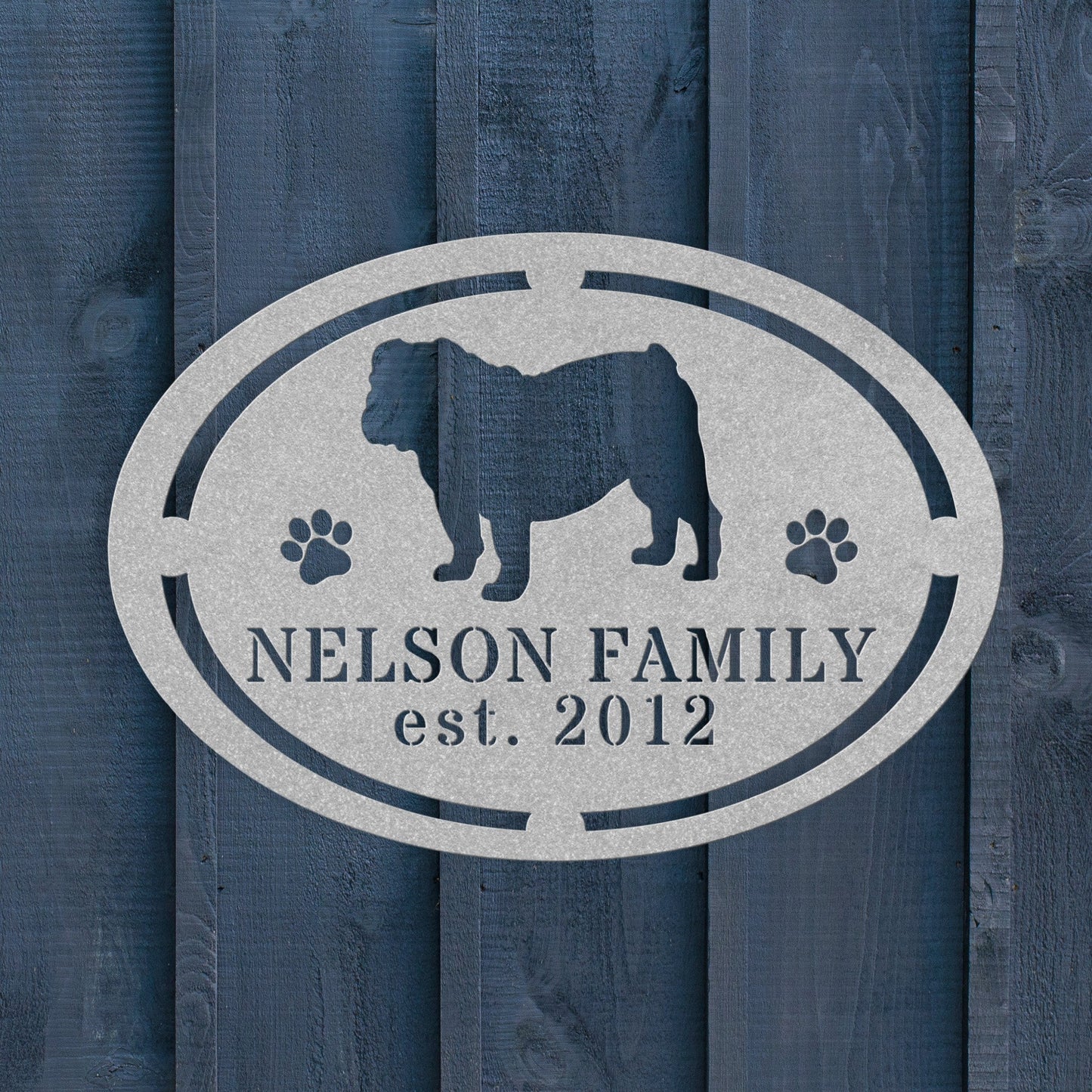 English Bulldog Family Established Metal Sign - BullyBellyMetal Sign
