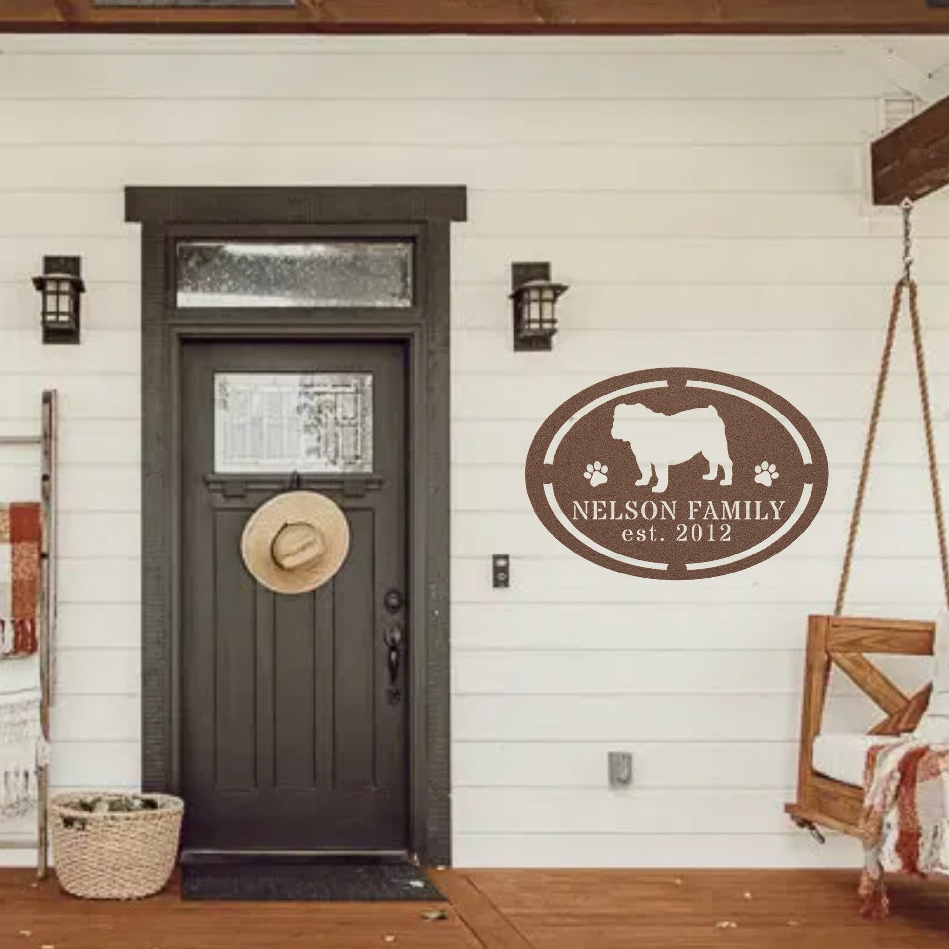 English Bulldog Family Established Metal Sign - BullyBellyMetal Sign