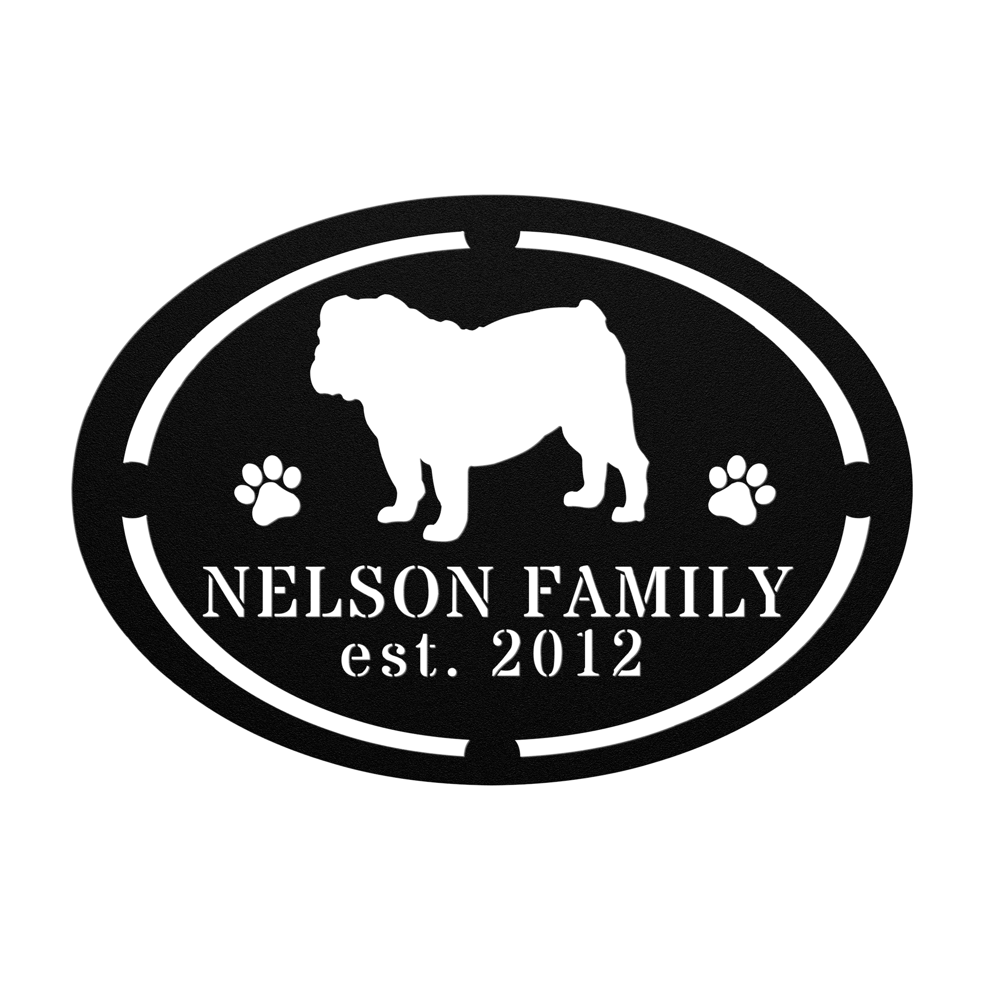 English Bulldog Family Established Metal Sign - BullyBellyMetal Sign