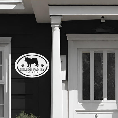 English Bulldog Family Established Metal Sign - BullyBellyMetal Sign