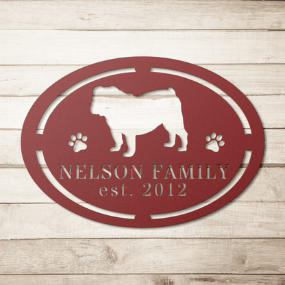 English Bulldog Family Established Metal Sign - BullyBellyMetal Sign