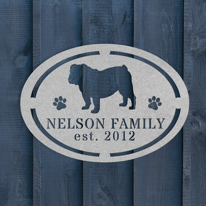 English Bulldog Family Established Metal Sign - BullyBellyMetal Sign