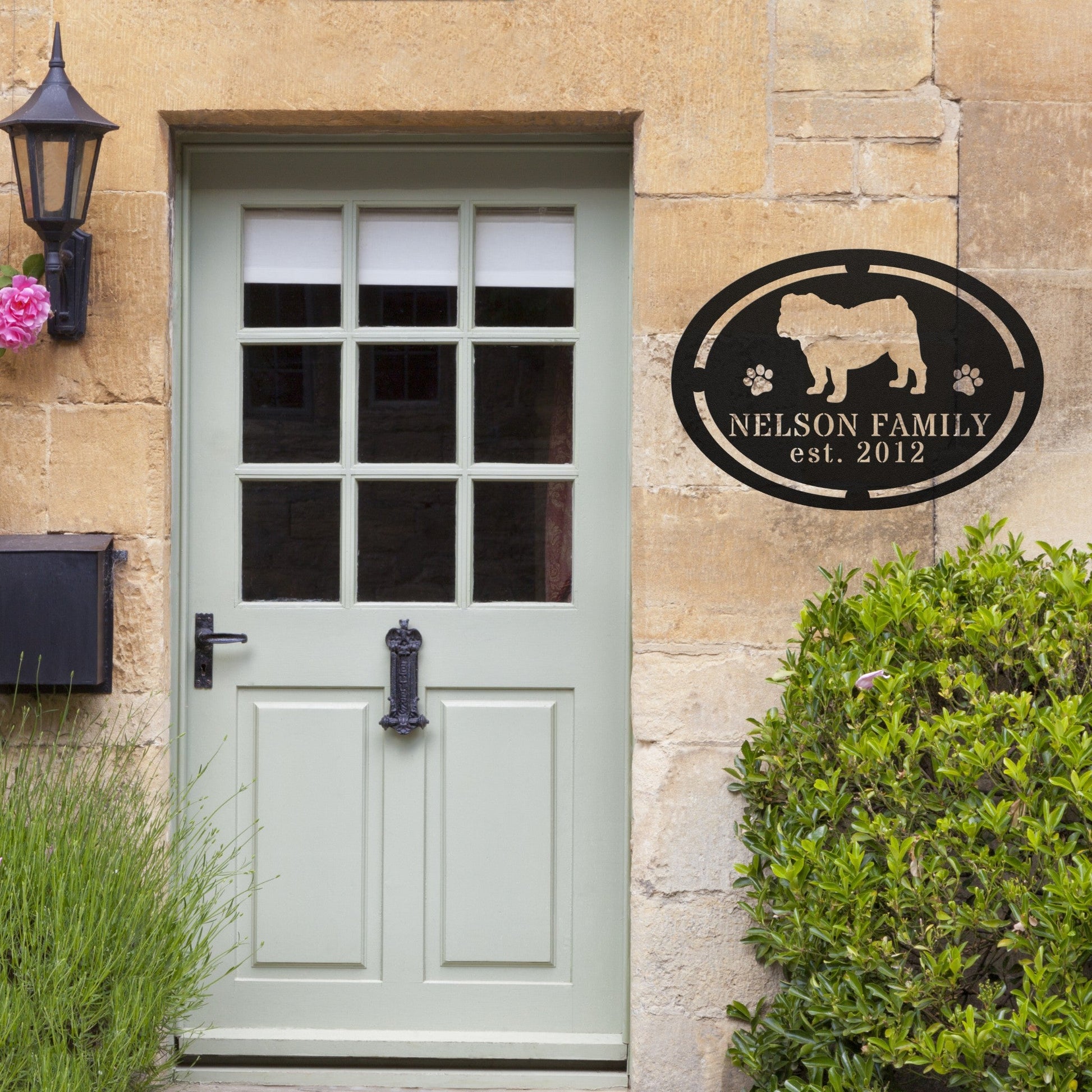 English Bulldog Family Established Metal Sign - BullyBellyMetal Sign