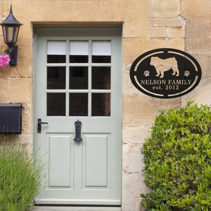 English Bulldog Family Established Metal Sign - BullyBellyMetal Sign