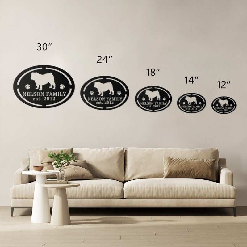 English Bulldog Family Established Metal Sign - BullyBellyWall Art