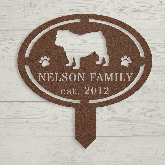 English Bulldog Family Yard Sign - BullyBellyLawn Art