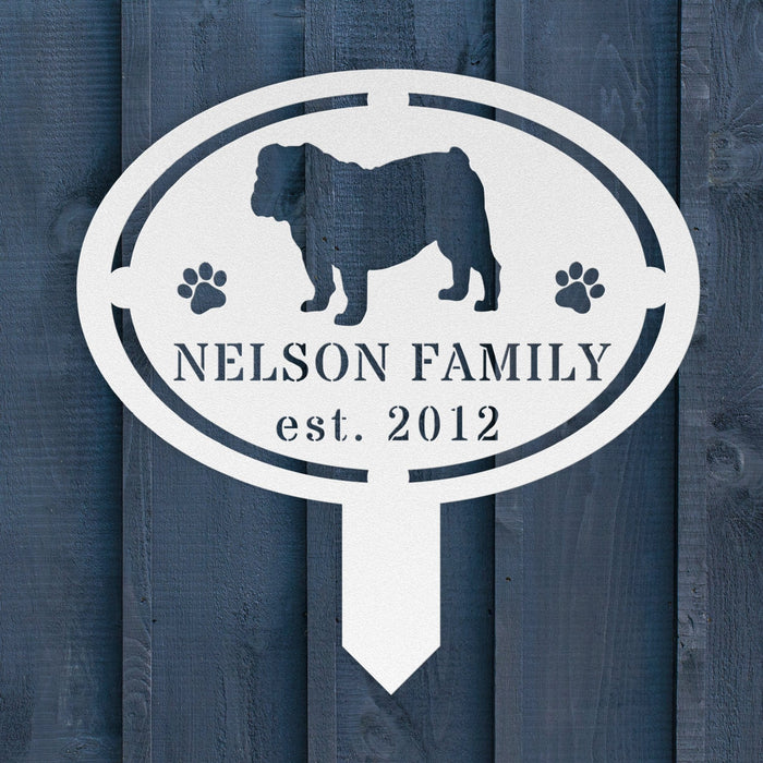 English Bulldog Family Yard Sign - BullyBellyLawn Art