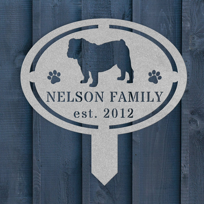 English Bulldog Family Yard Sign - BullyBellyLawn Art