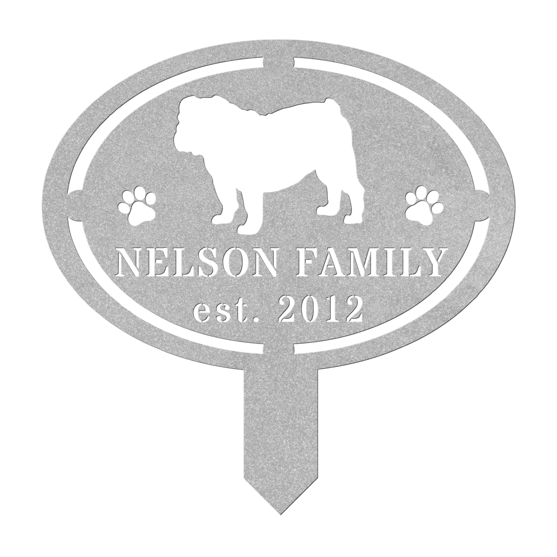 English Bulldog Family Yard Sign - BullyBellyMetal Sign