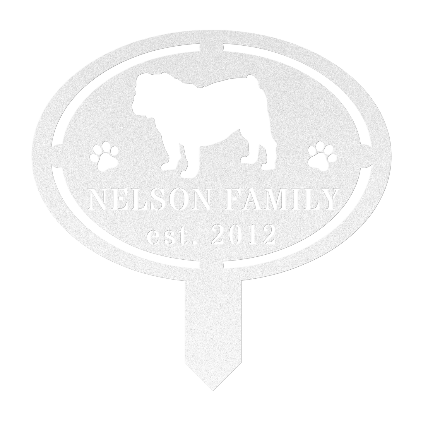English Bulldog Family Yard Sign - BullyBellyMetal Sign