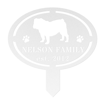 English Bulldog Family Yard Sign - BullyBellyMetal Sign