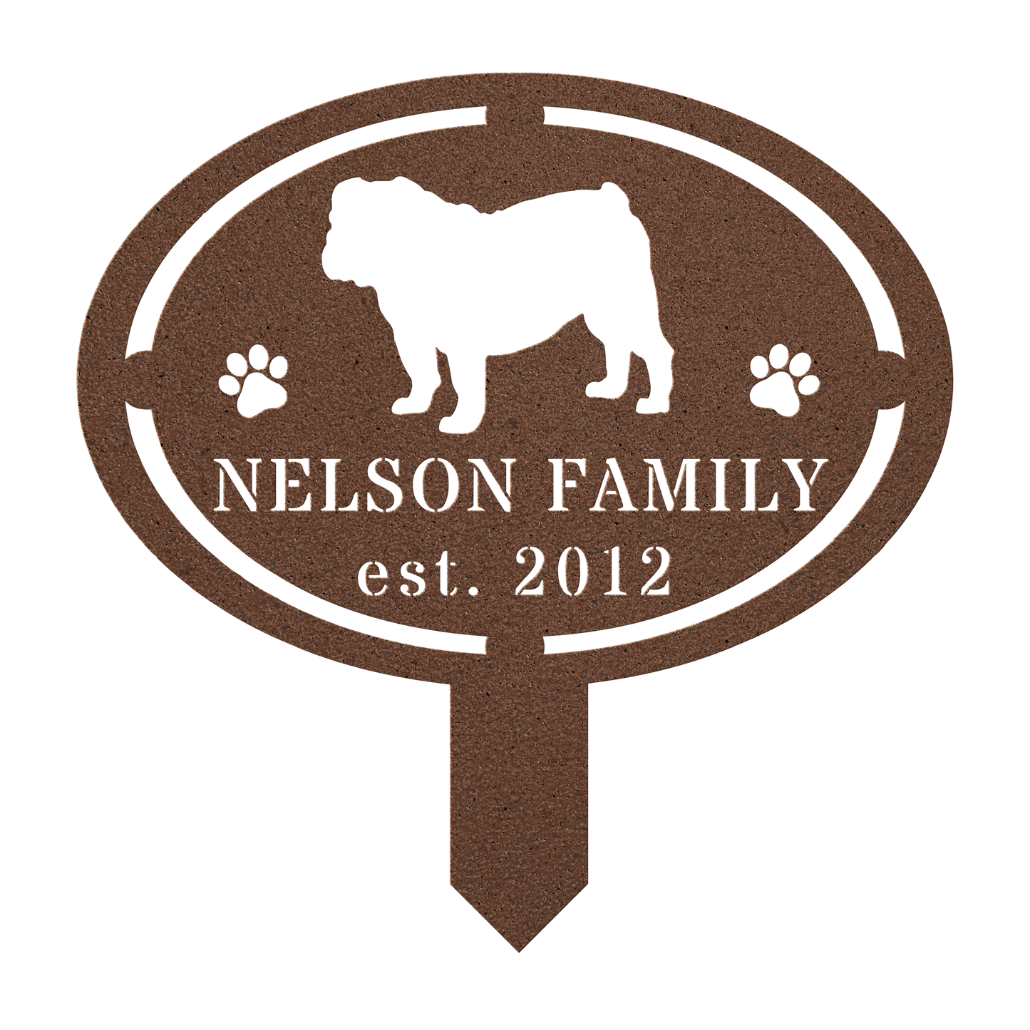 English Bulldog Family Yard Sign - BullyBellyMetal Sign
