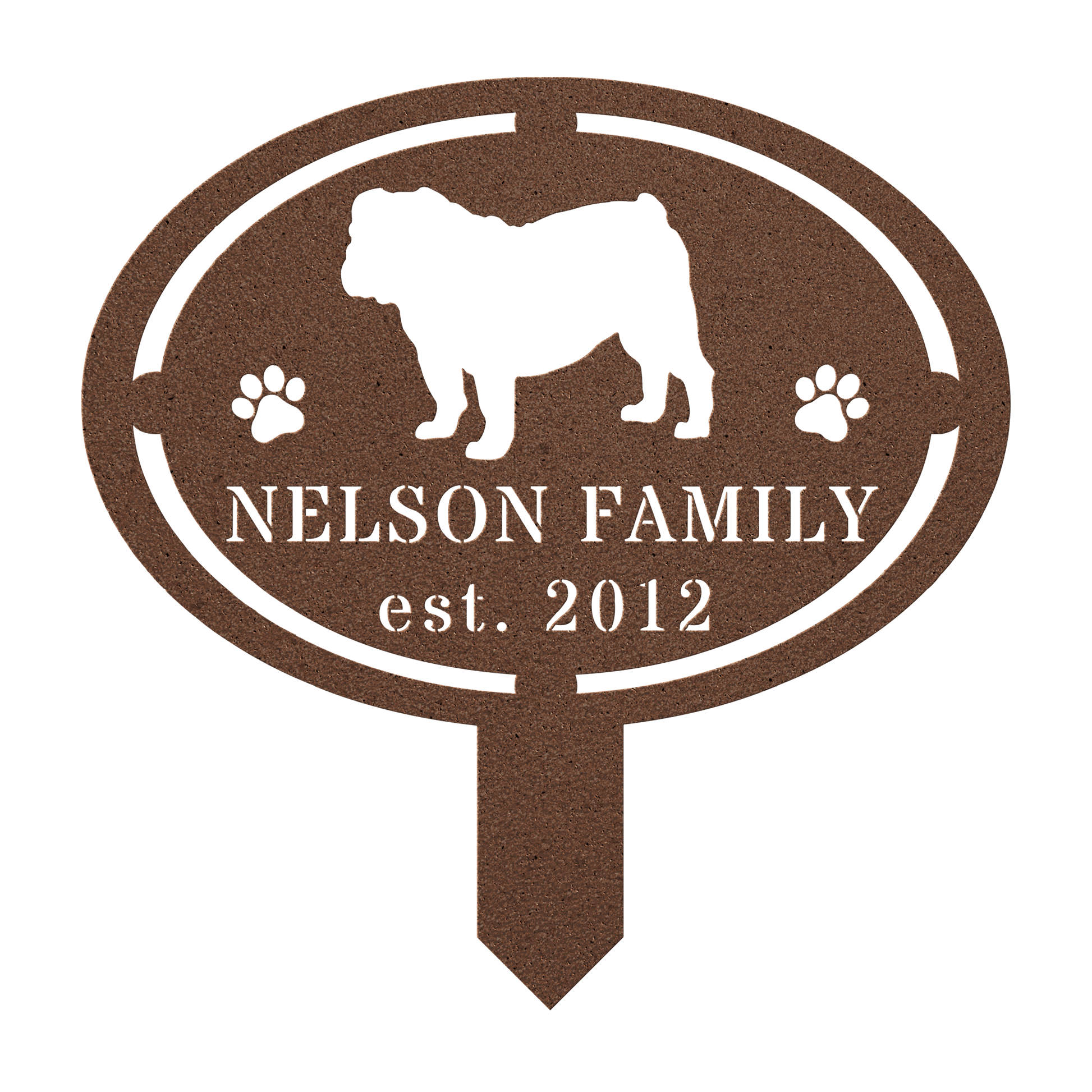English Bulldog Family Yard Sign - BullyBellyMetal Sign