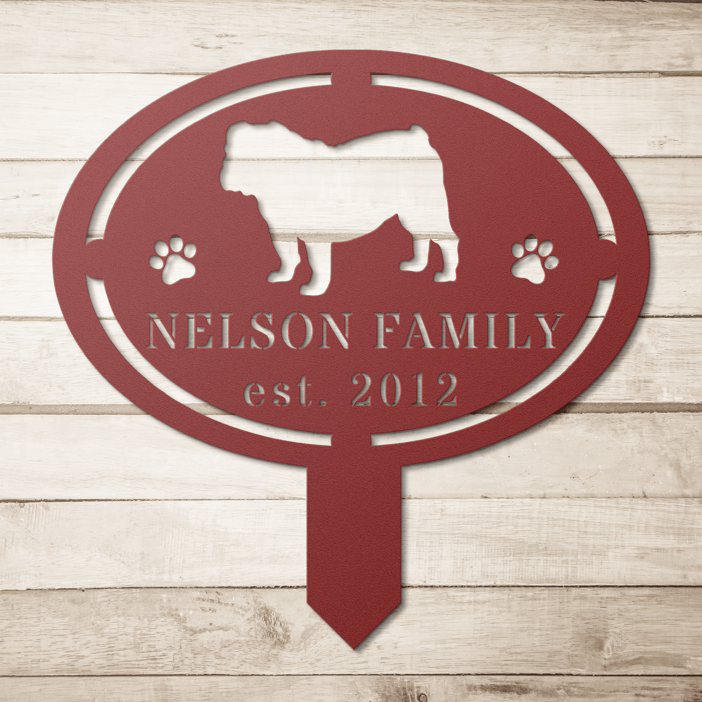 English Bulldog Family Yard Sign - BullyBellyMetal Sign
