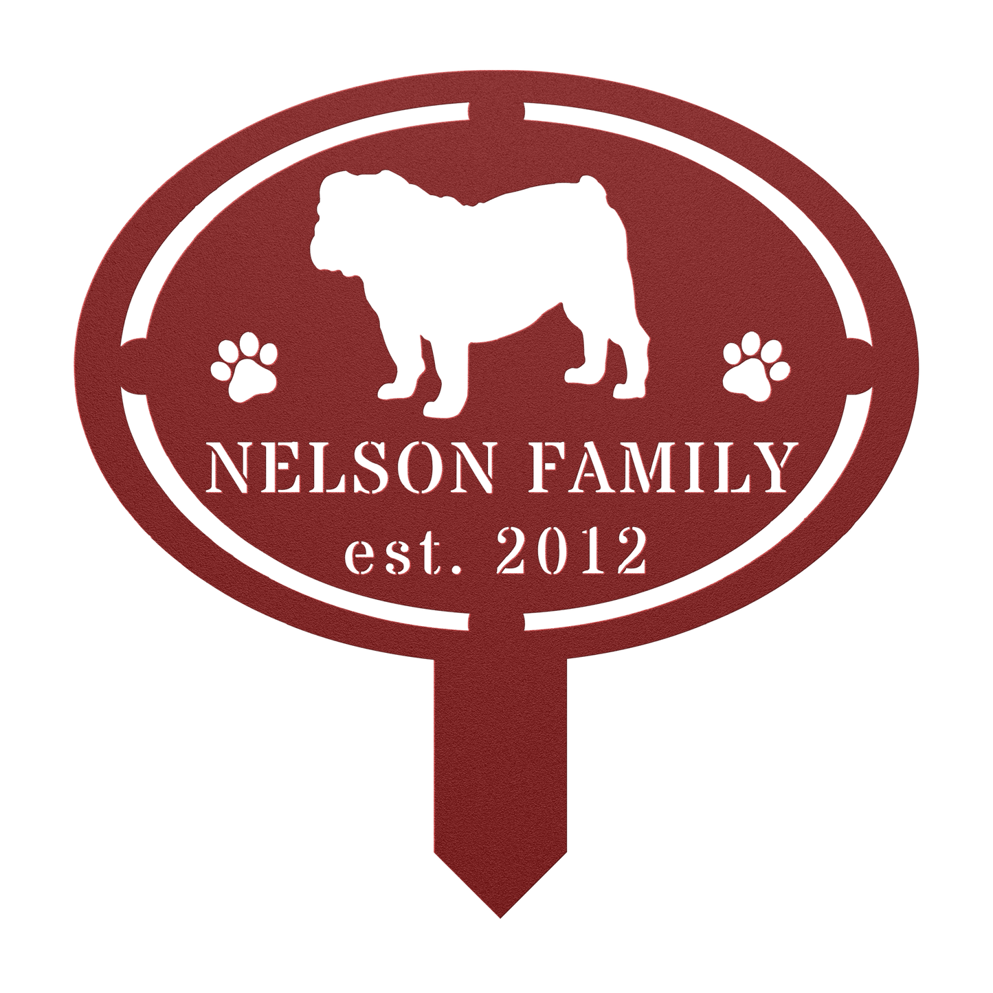 English Bulldog Family Yard Sign - BullyBellyMetal Sign