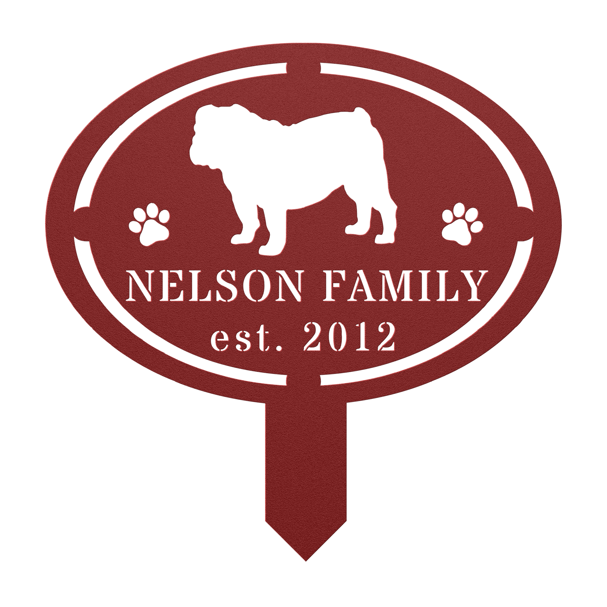 English Bulldog Family Yard Sign - BullyBellyMetal Sign