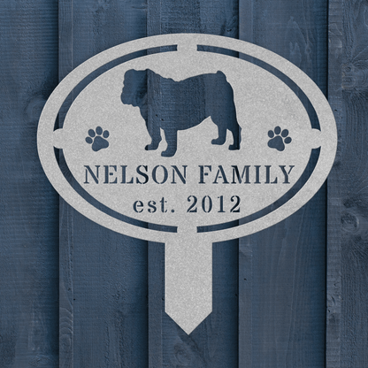 English Bulldog Family Yard Sign - BullyBellyMetal Sign
