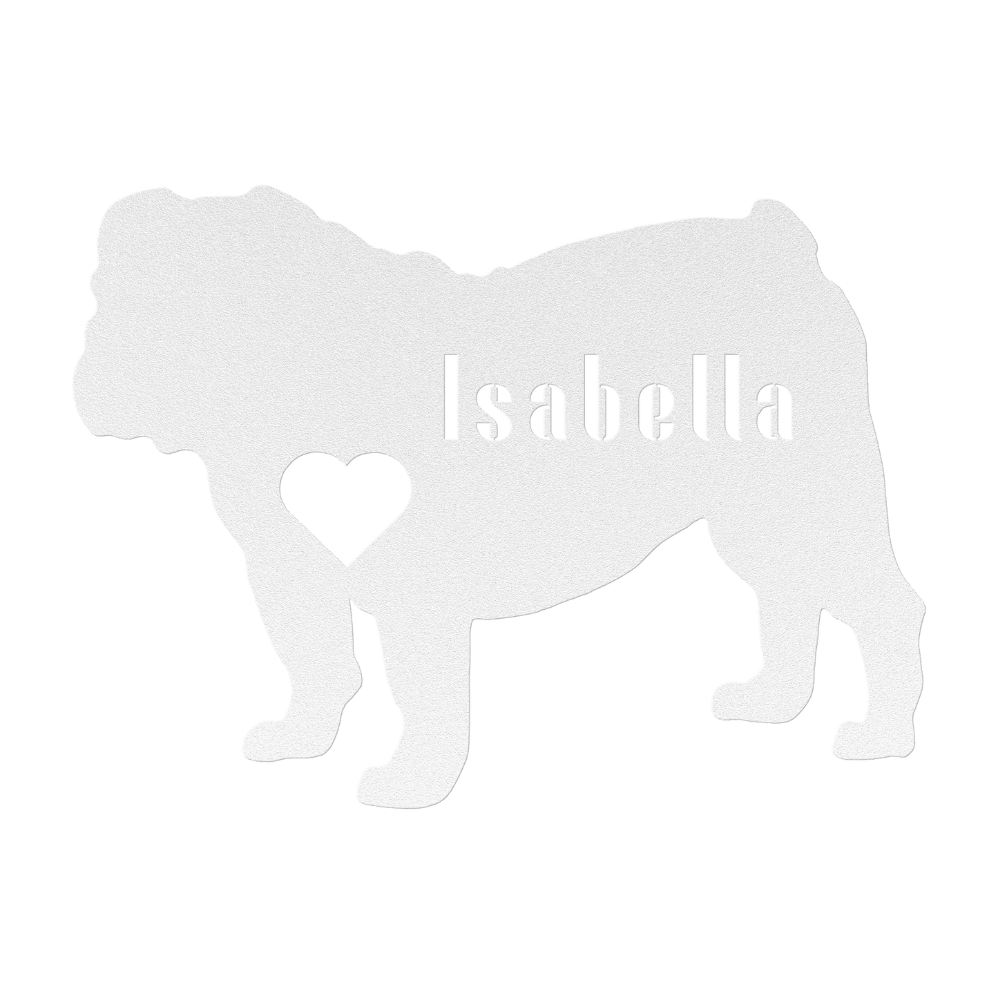 English Bulldog Heart and Name Metal Sign - BullyBellyMetal Sign