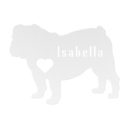 English Bulldog Heart and Name Metal Sign - BullyBellyMetal Sign