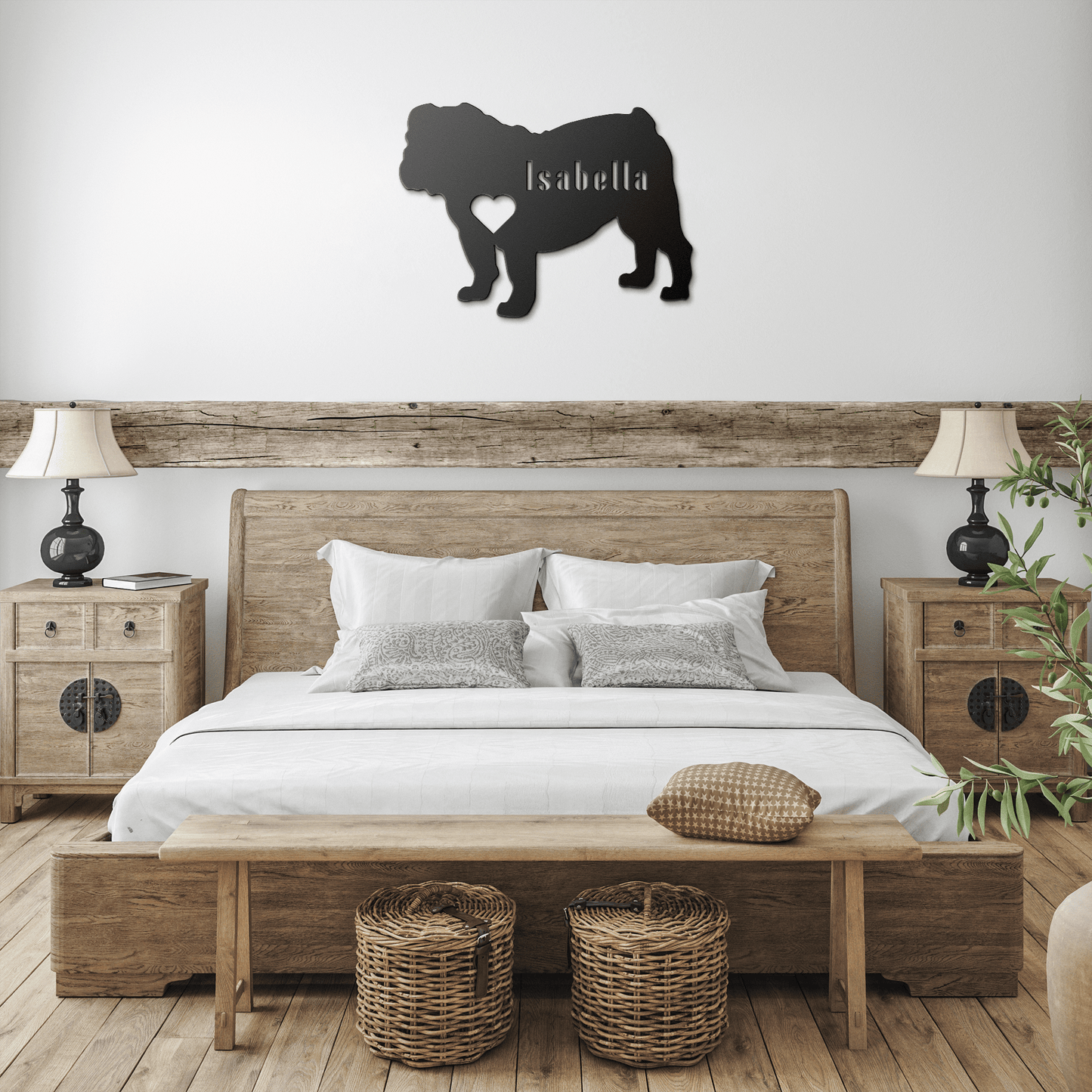 English Bulldog Heart and Name Metal Sign - BullyBellyMetal Sign