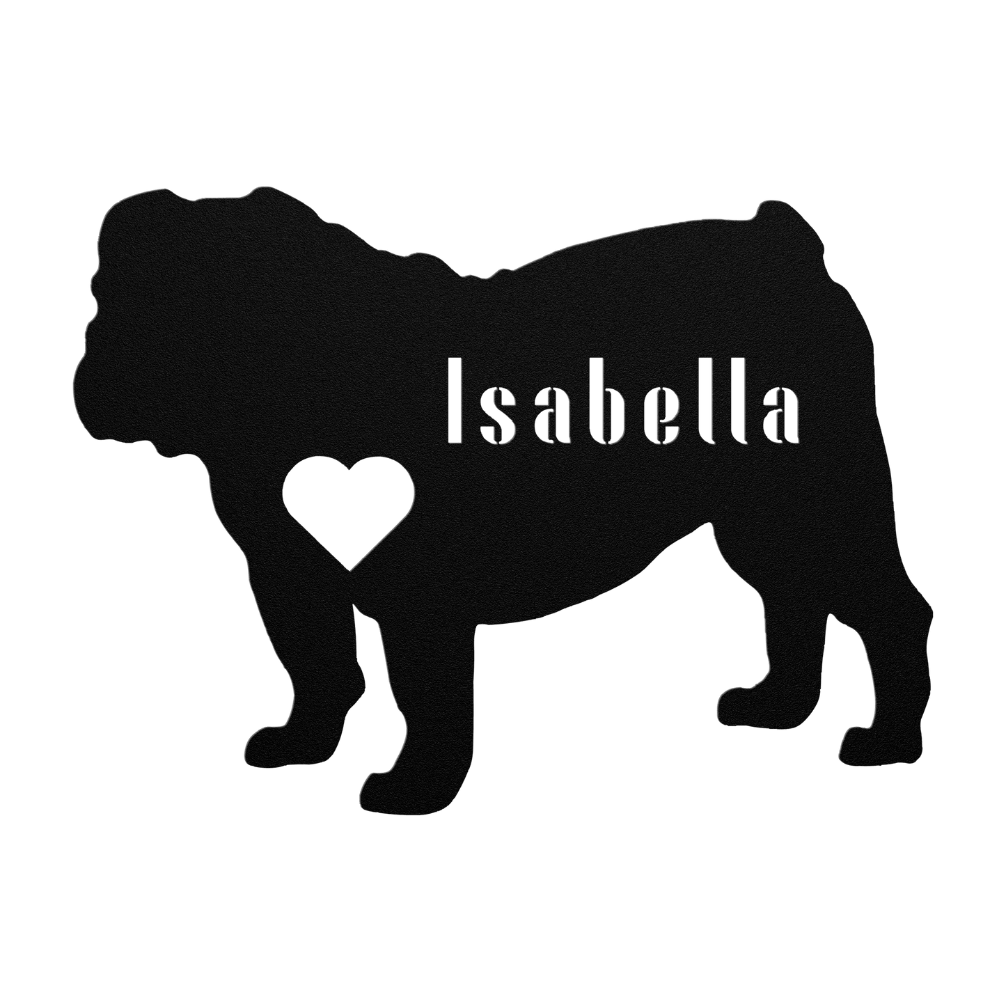 English Bulldog Heart and Name Metal Sign - BullyBellyMetal Sign