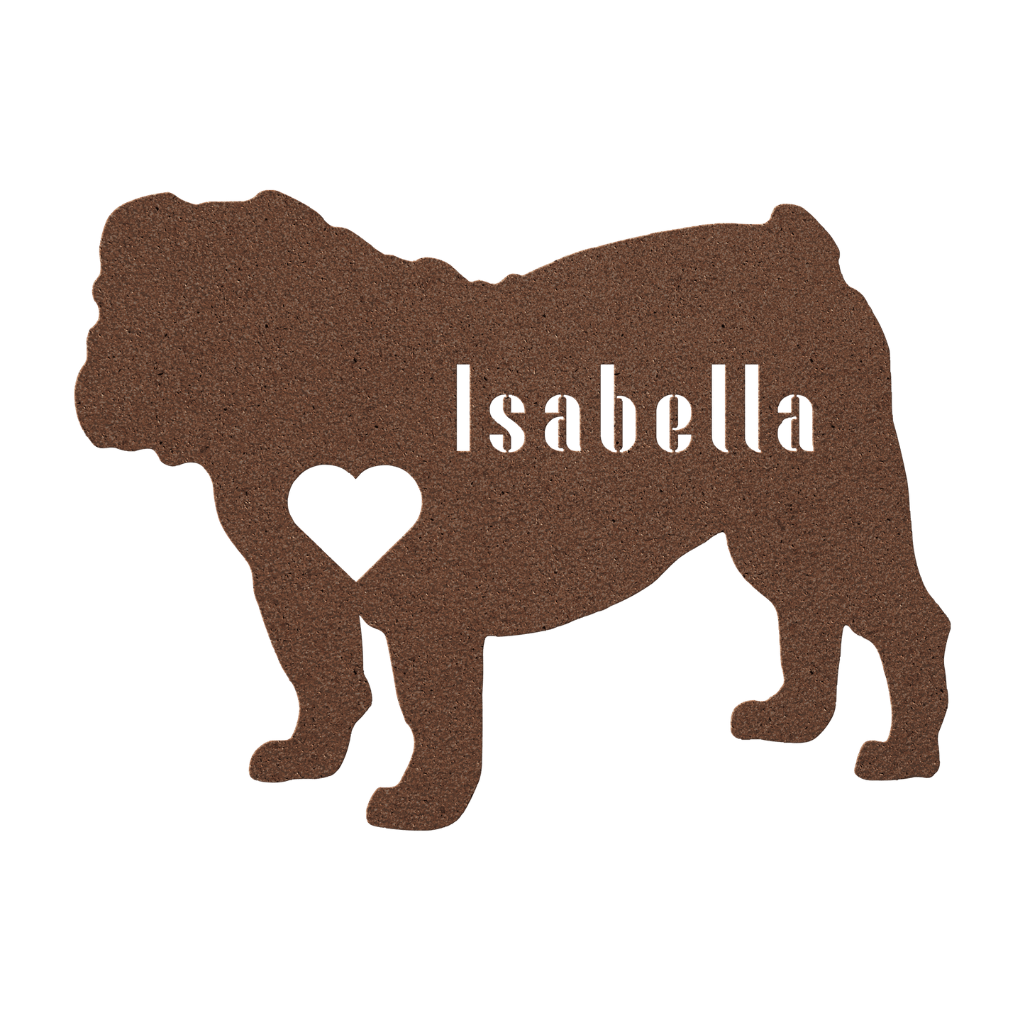 English Bulldog Heart and Name Metal Sign - BullyBellyMetal Sign