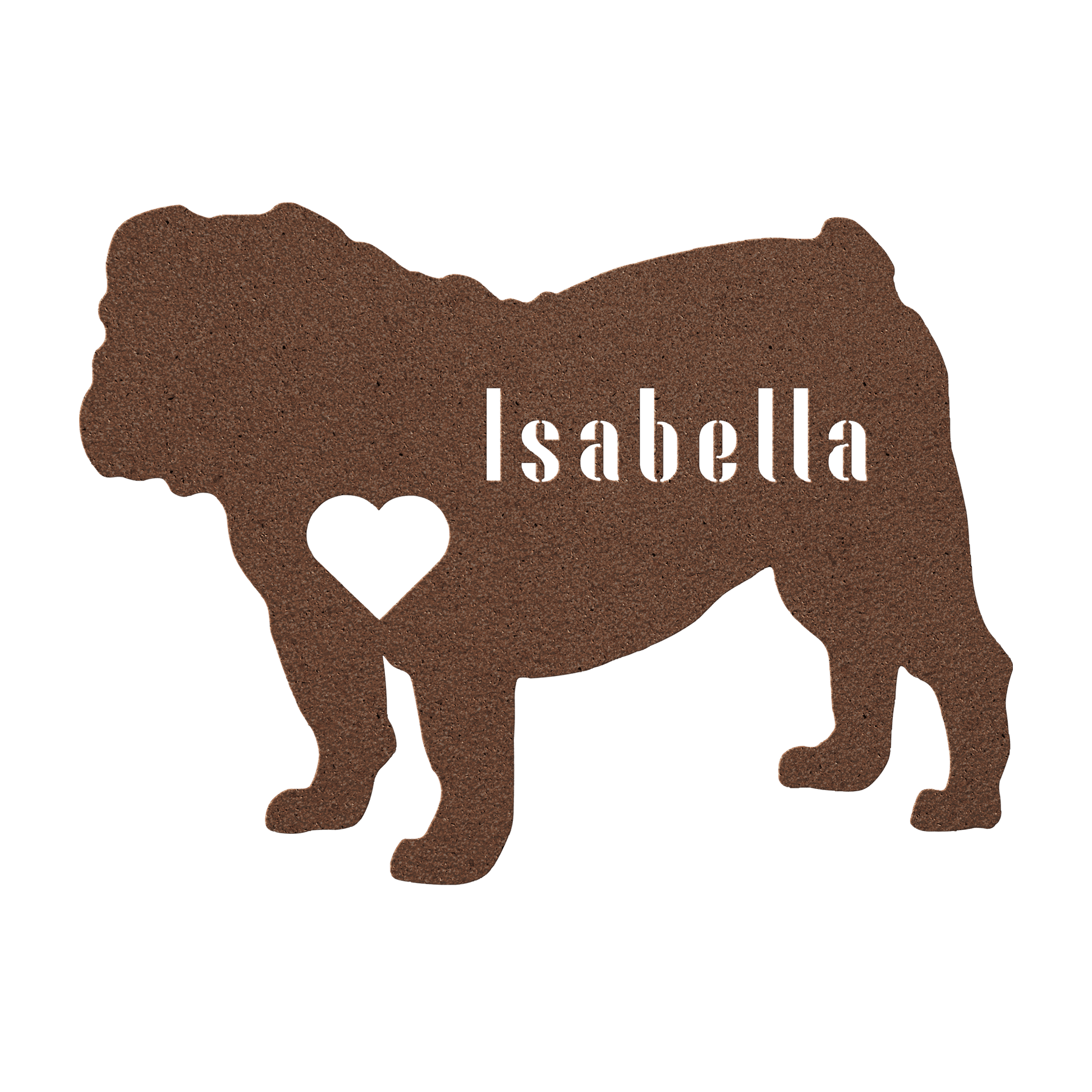 English Bulldog Heart and Name Metal Sign - BullyBellyMetal Sign
