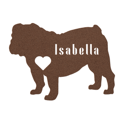 English Bulldog Heart and Name Metal Sign - BullyBellyMetal Sign