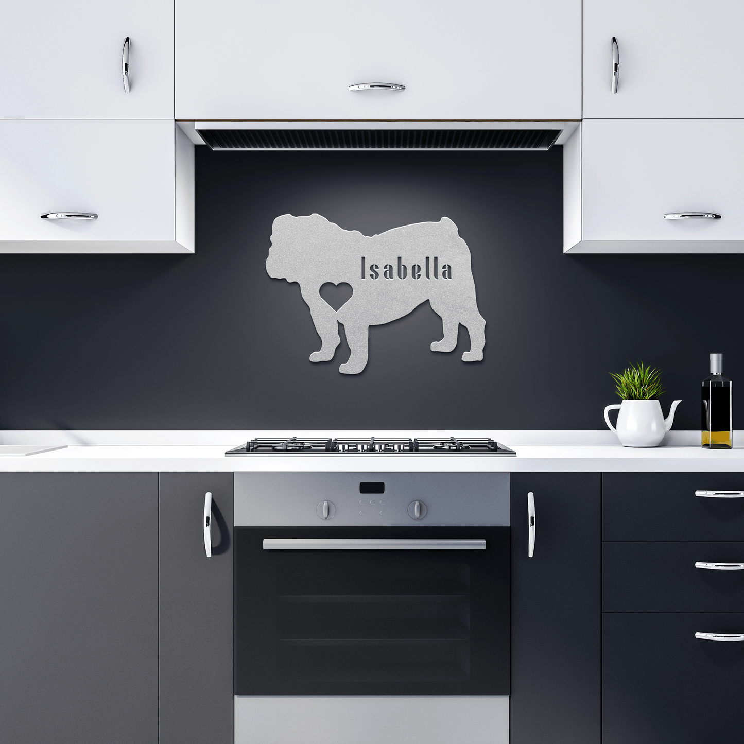 English Bulldog Heart and Name Metal Sign - BullyBellyMetal Sign