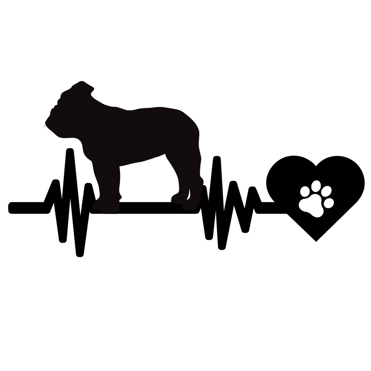 English Bulldog Heartbeat Metal Sign - BullyBellyEnglish Bulldog - Custom