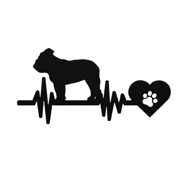English Bulldog Heartbeat Metal Sign