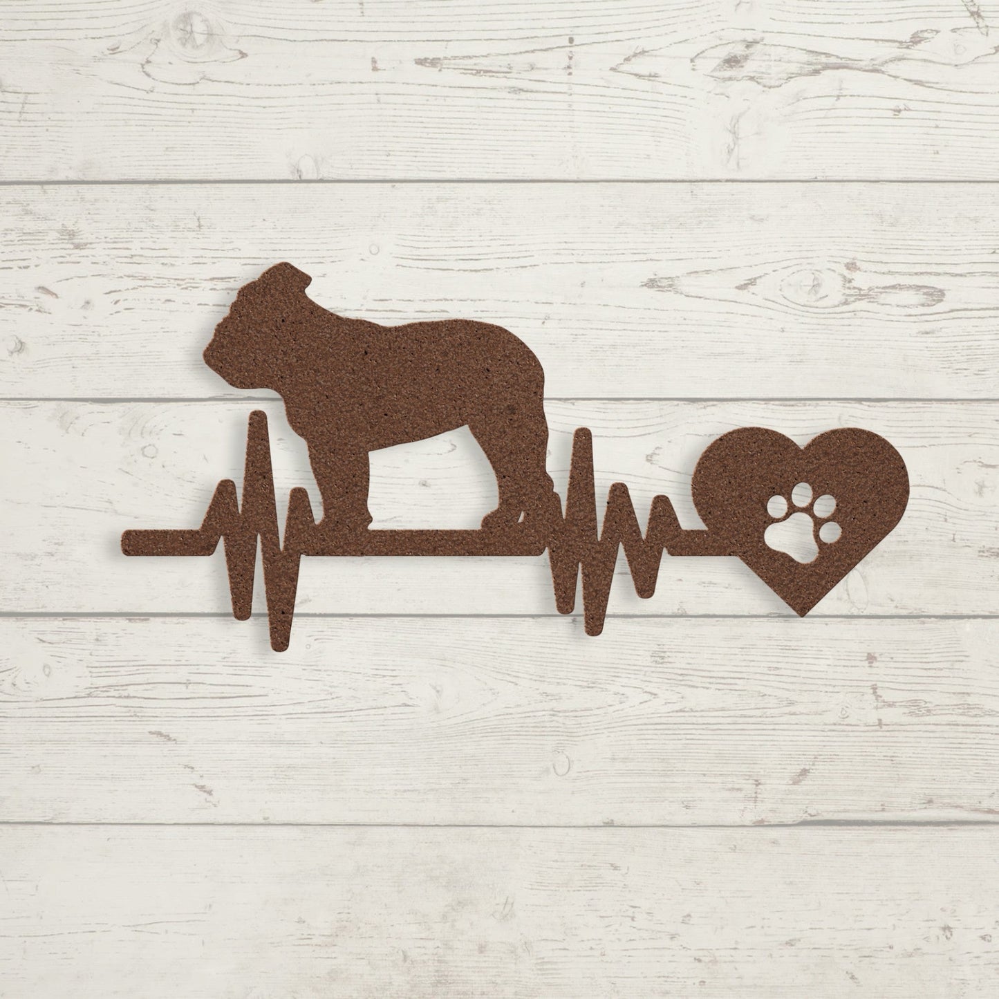 English Bulldog Heartbeat Metal Sign - BullyBellyMetal Sign