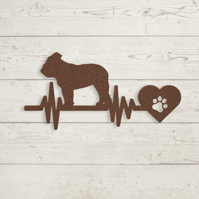 English Bulldog Heartbeat Metal Sign - BullyBellyMetal Sign