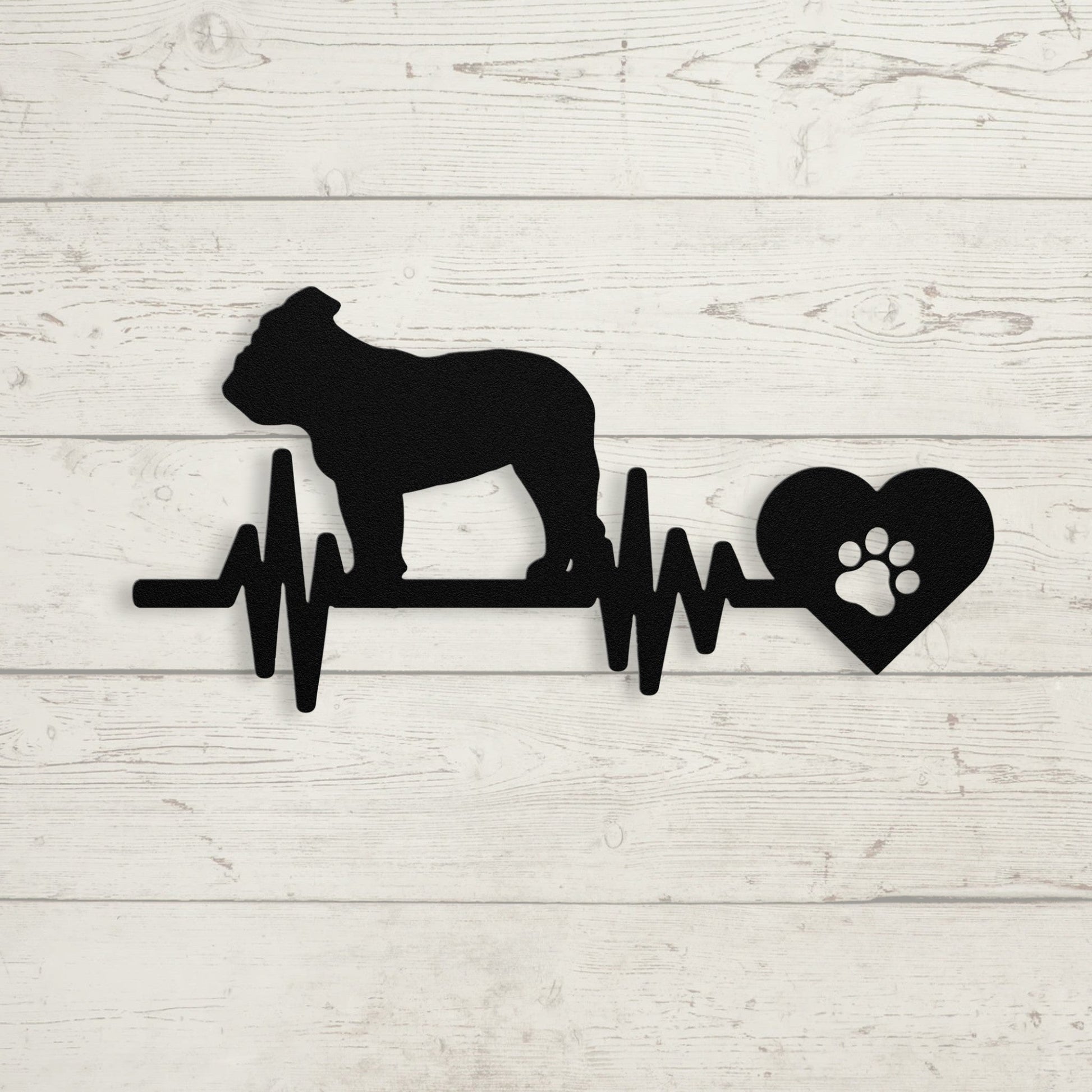 English Bulldog Heartbeat Metal Sign - BullyBellyMetal Sign