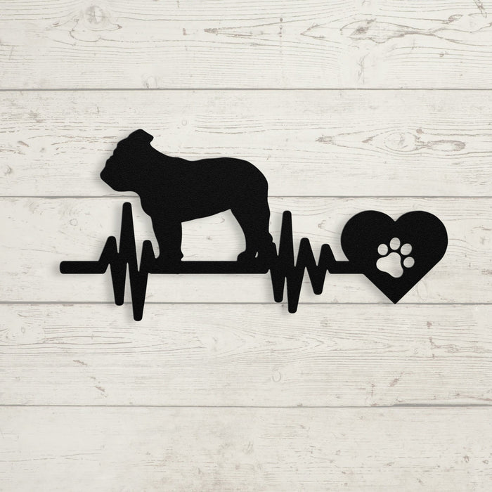 English Bulldog Heartbeat Metal Sign - BullyBellyMetal Sign