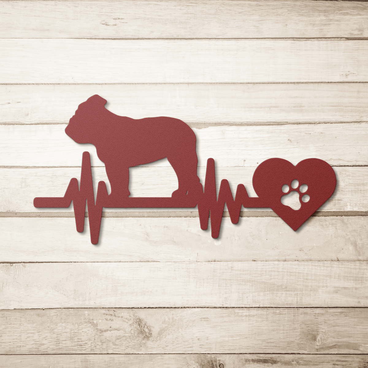 English Bulldog Heartbeat Metal Sign - BullyBellyMetal Sign