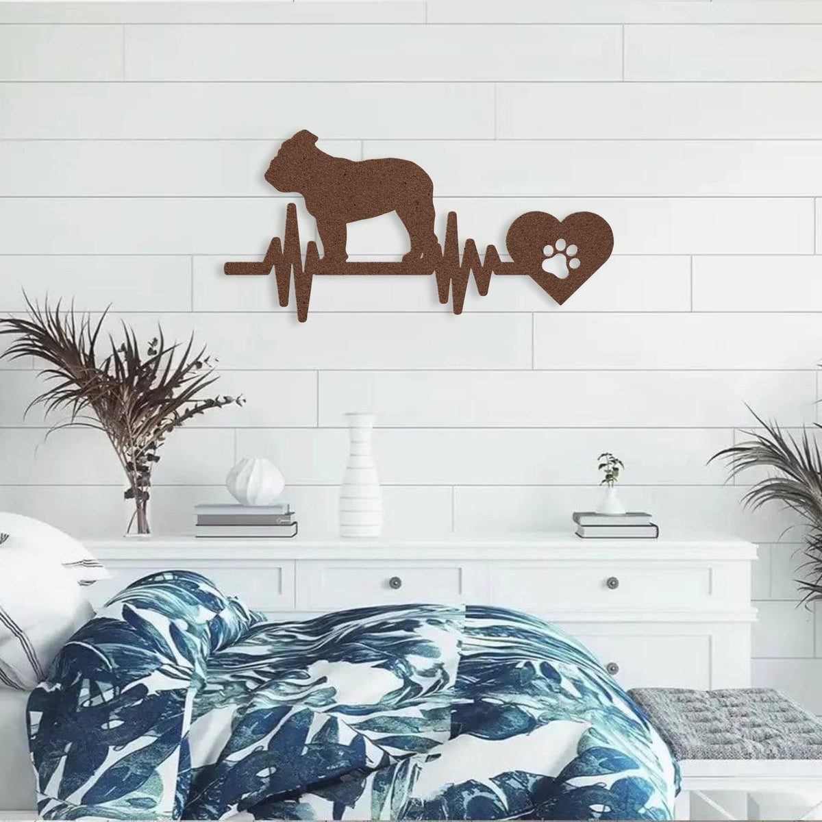 English Bulldog Heartbeat Metal Sign - BullyBellyMetal Sign