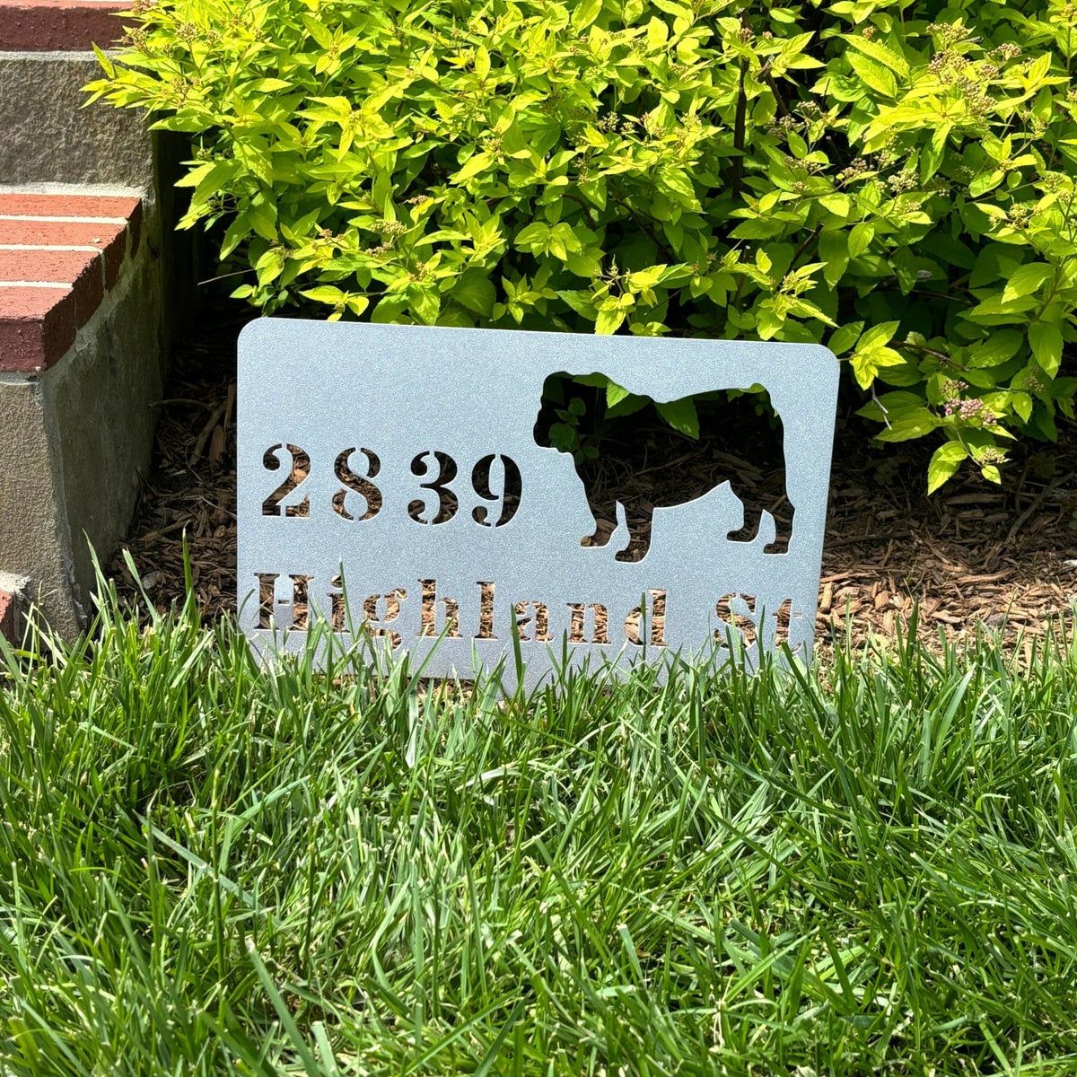 English Bulldog House Address Yard Sign - BullyBellyWall Art