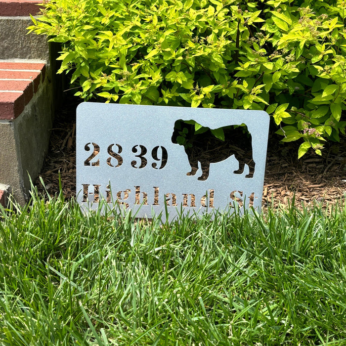 English Bulldog House Address Yard Sign - BullyBelly
