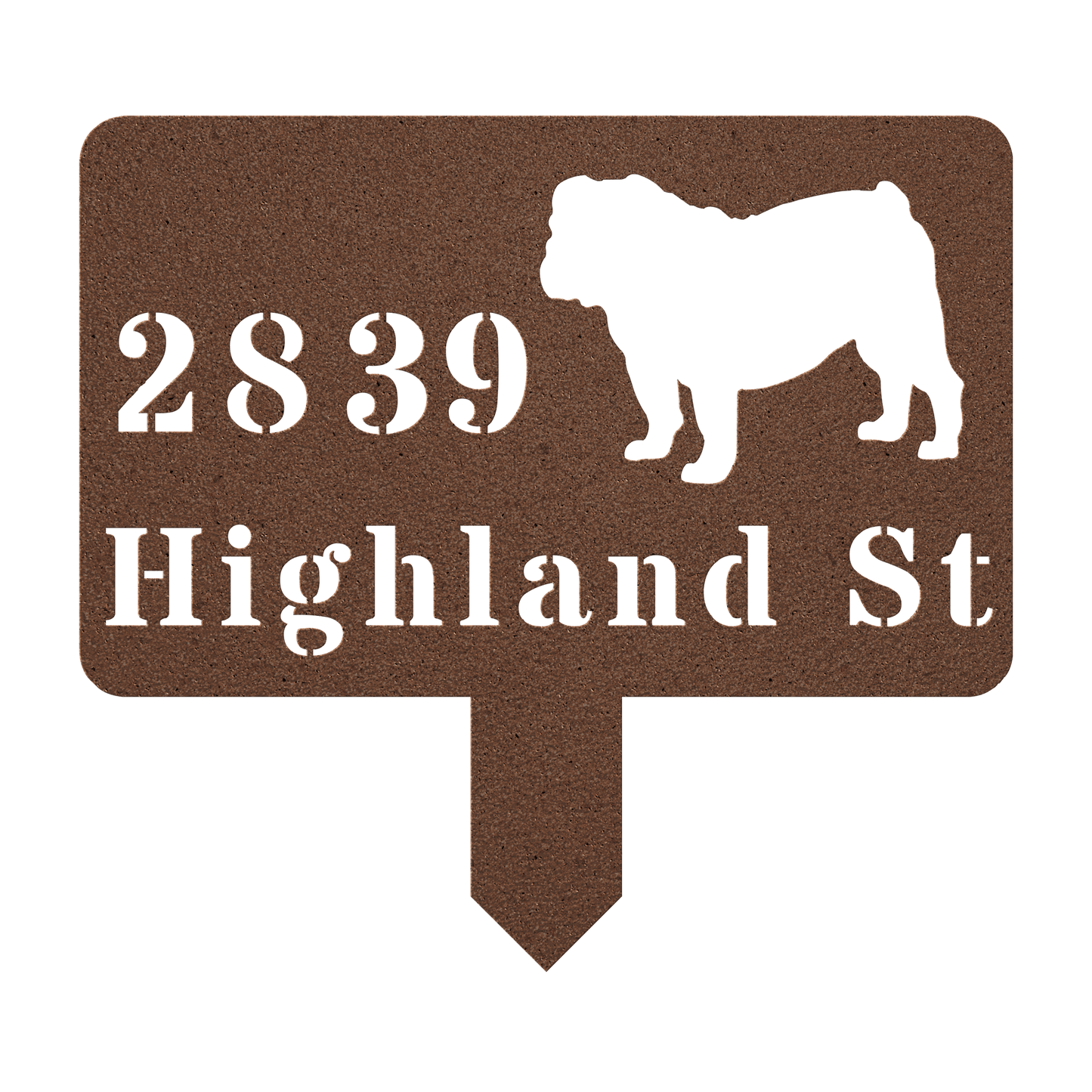 English Bulldog House Address Yard Sign - BullyBellyMetal Sign
